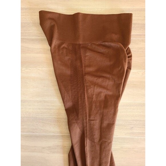 Rust Ribbed Leggings XS High Waist Ruched Back Stretchy Athleisure Pants - Picture 5 of 7